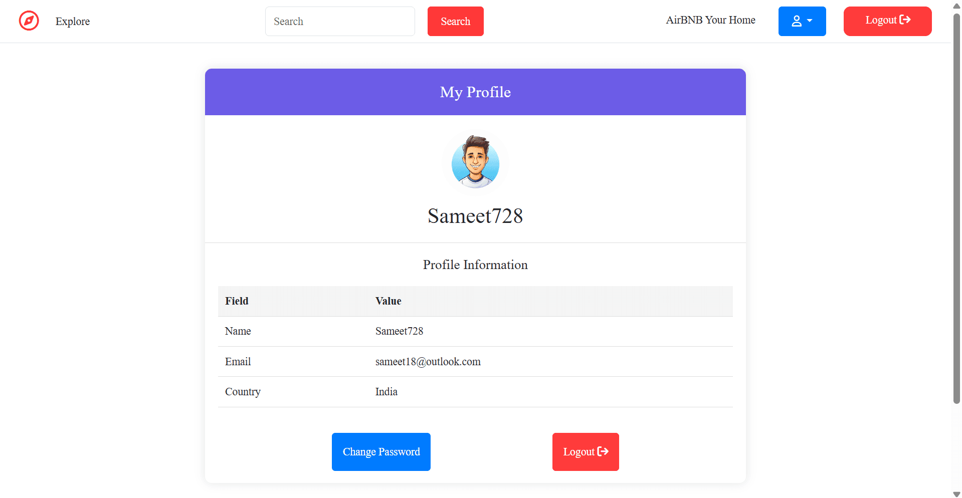 User Profile Page